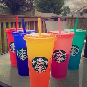 Summer reusable color changing cup-set of 5- 24oz